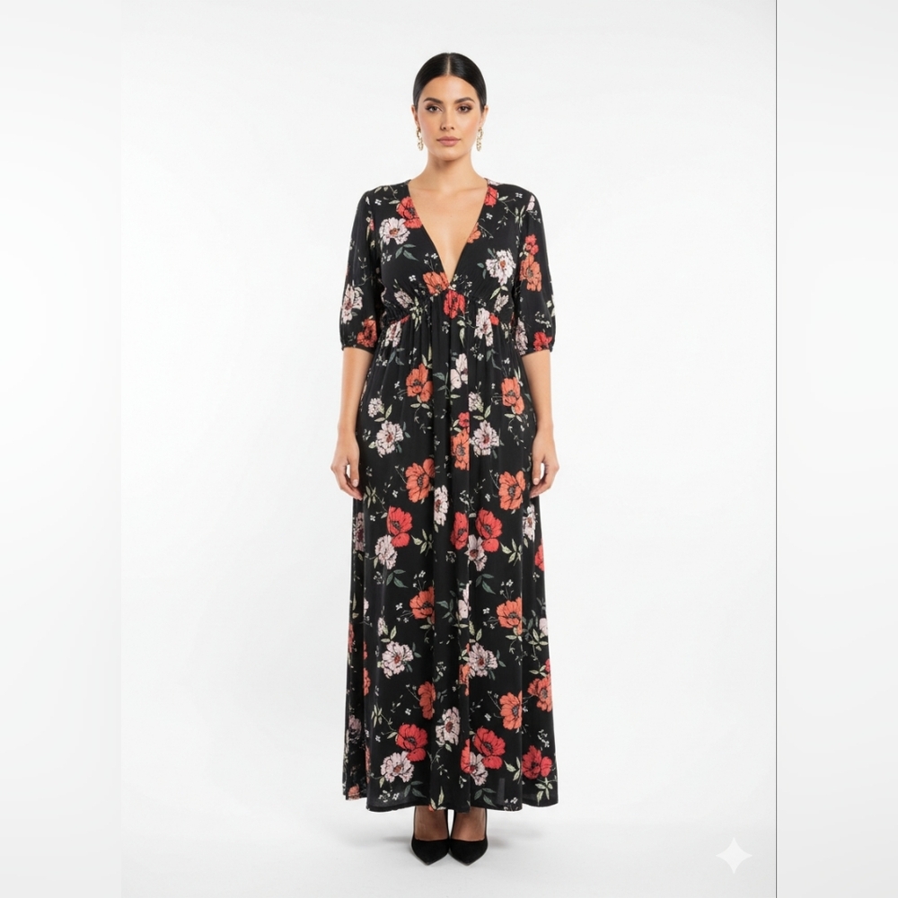 ASOS Elegant Floral V-Neck Maxi Dress